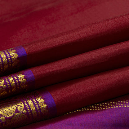 Maroon And Purple Kanchipuram Silk Saree For Festive Wear PV J 5577