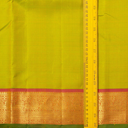 Green And Orange Kanchipuram Silk Saree For Festive Wear PV J 5576
