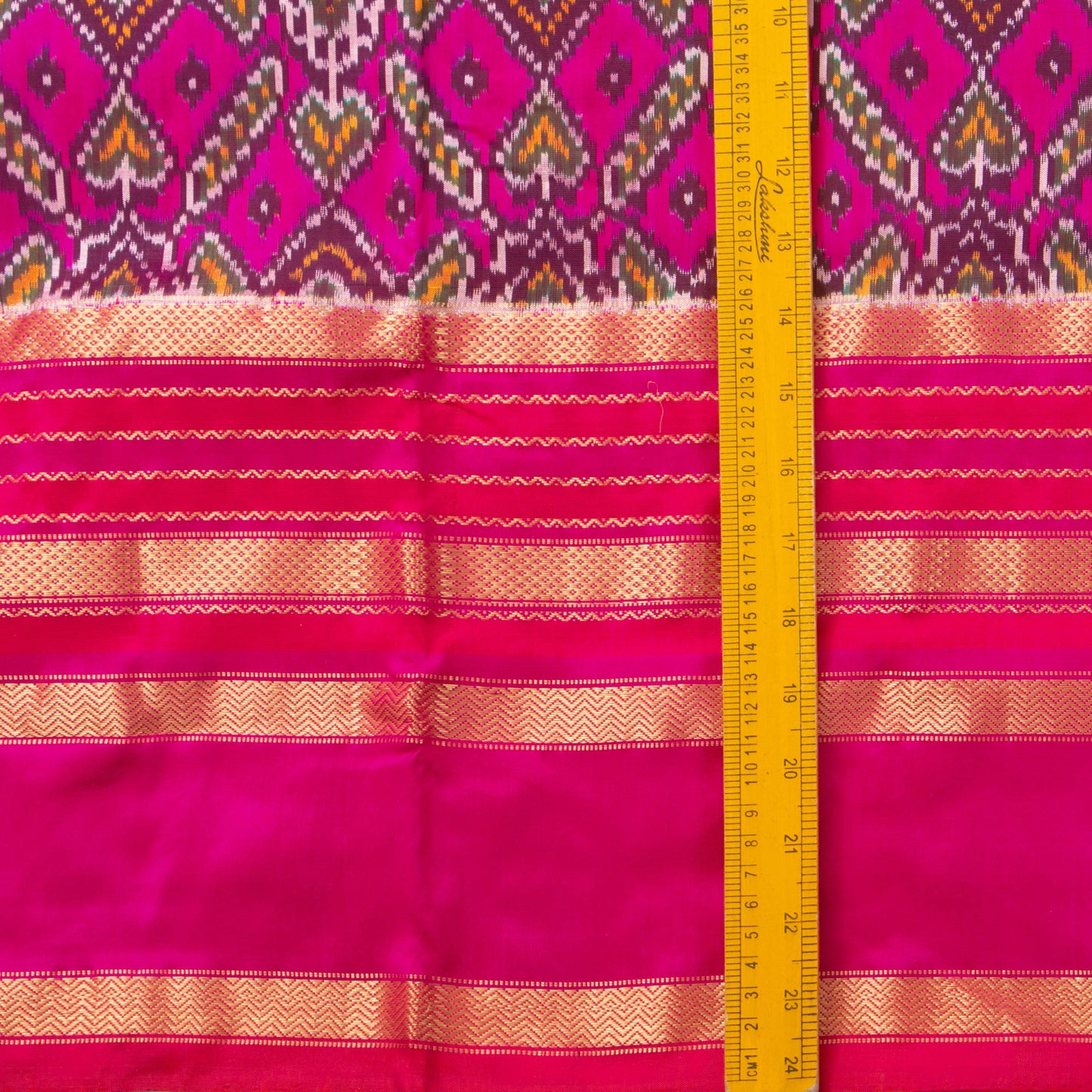 Magenta Pochampally Silk Saree With Pink Kanchivaram Zari Border Ikkat Handwoven Pure Silk For Office Wear PIK SIV 109