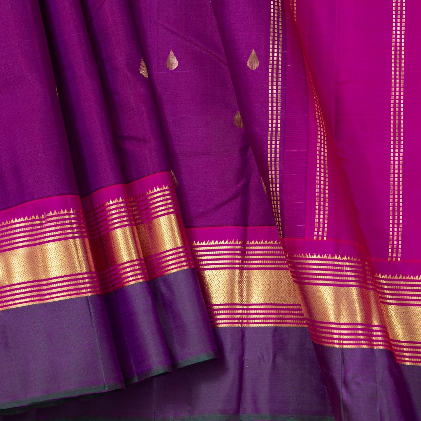 Magenta Kanchipuram Silk Saree For Festive Wear PV NYC 1812
