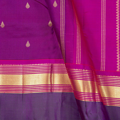 Magenta Kanchipuram Silk Saree For Festive Wear PV NYC 1812