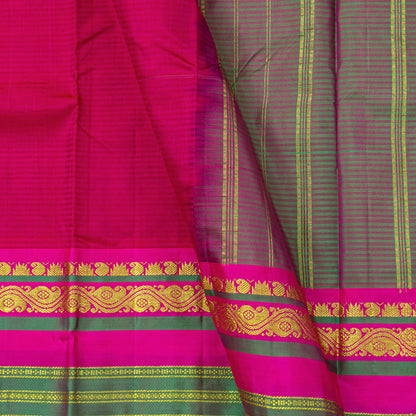 Pink And Green Kanchipuram Silk Saree For Festive Wear PV NYC 1856