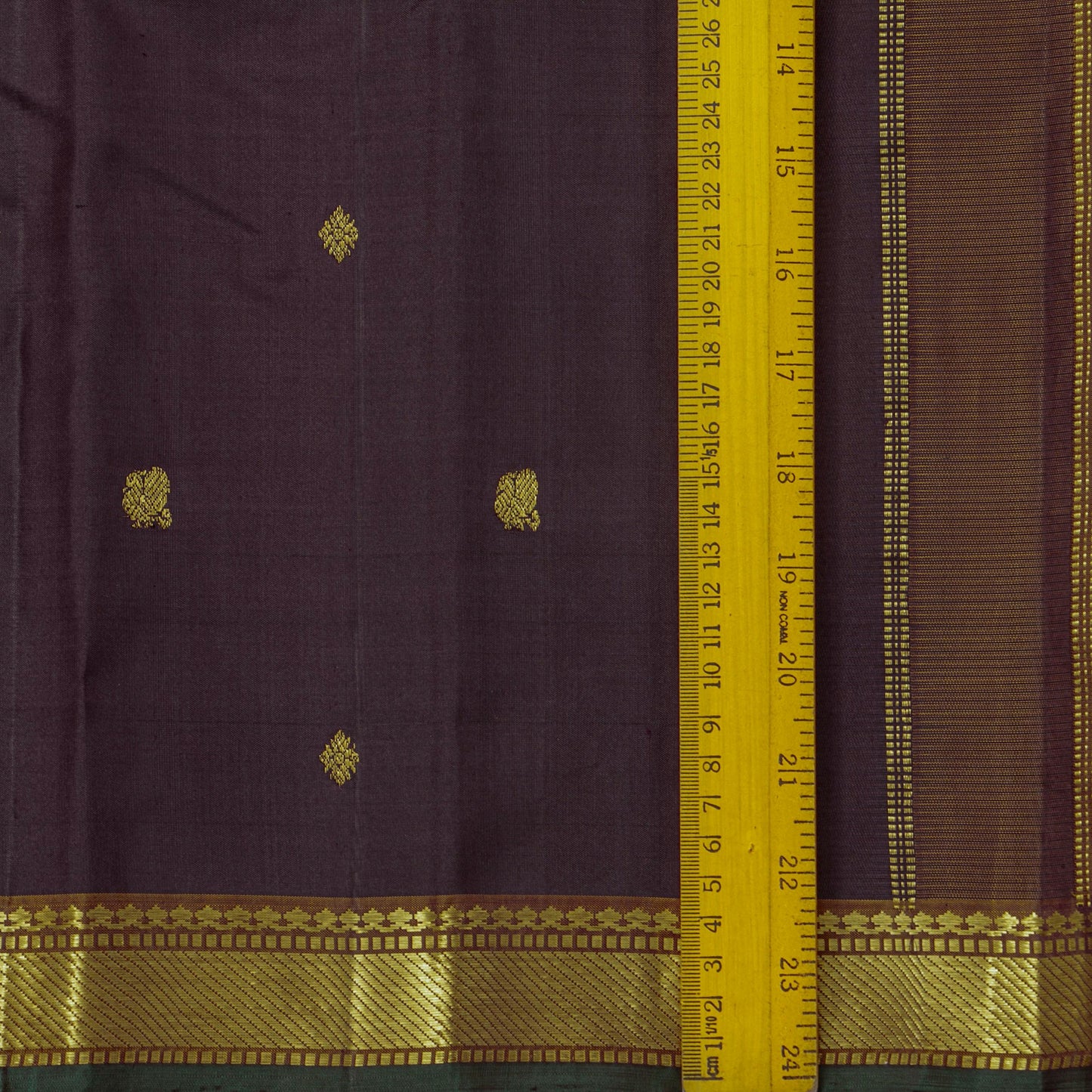 Brown And Mustard Kanchipuram Silk Saree For Festive Wear PV J 4511