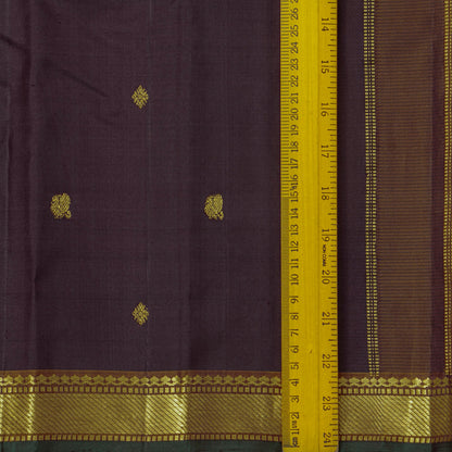 Brown And Mustard Kanchipuram Silk Saree For Festive Wear PV J 4511