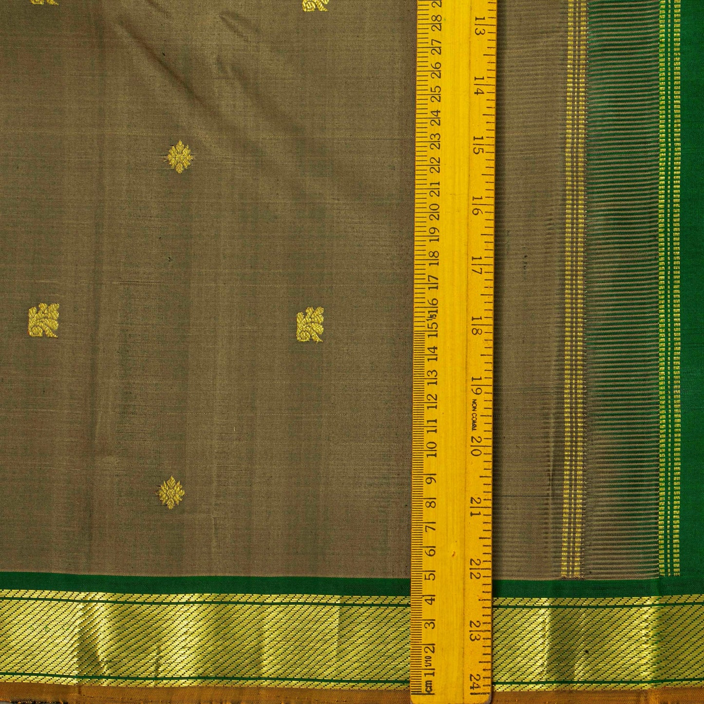 Grey And Green Kanchipuram Silk Saree For Festive Wear PV J 5152