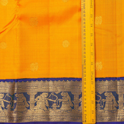Yellow And Blue  Kanchipuram Silk Saree For Festive Wear PV J 4723