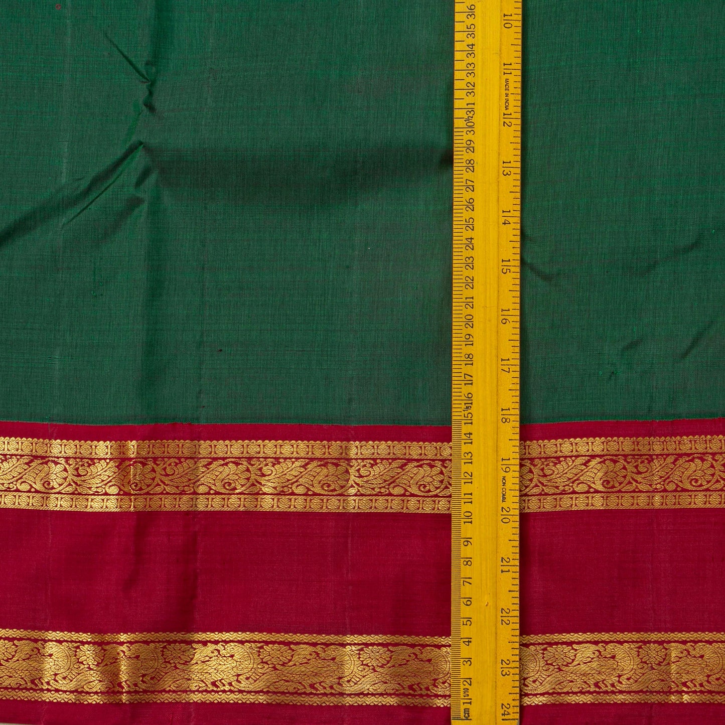 Green And Red Kanchipuram Silk Saree For Festive Wear PV J 4994