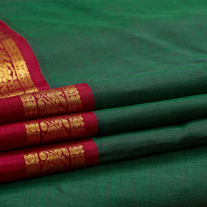 Green And Red Kanchipuram Silk Saree For Festive Wear PV J 4994