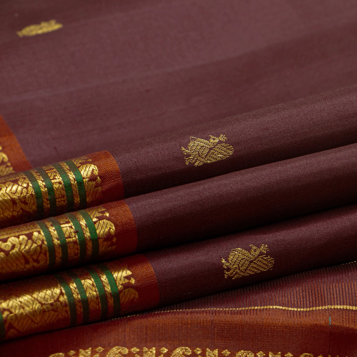 Brown Kanchipuram Silk Saree For Festive Wear PV J 5573