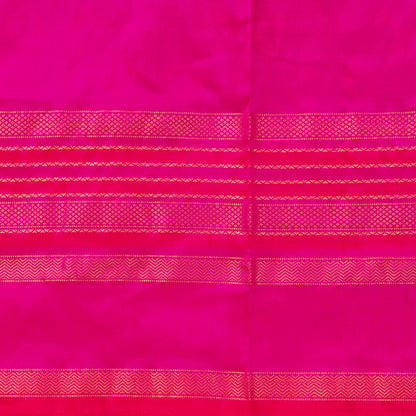 Magenta Pochampally Silk Saree With Pink Kanchivaram Zari Border Ikkat Handwoven Pure Silk For Office Wear PIK SIV 109