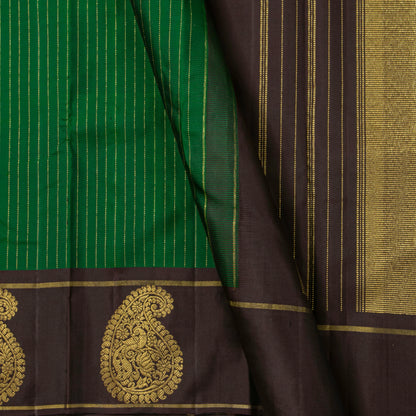 Green And Brown Kanchipuram Silk Saree For Festive Wear PV J 5531