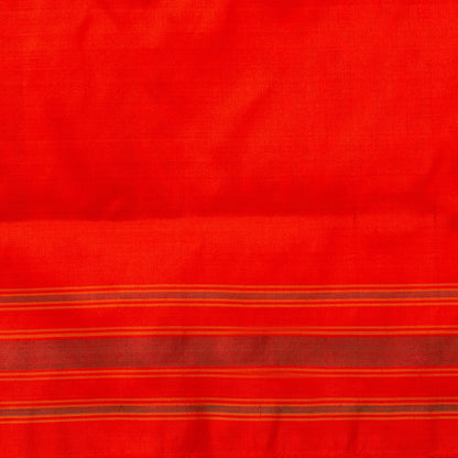 Blue And Orange Pochampally Silk Saree With Red Border Ikkat Handwoven Pure Silk For Office Wear PIK SIV 101