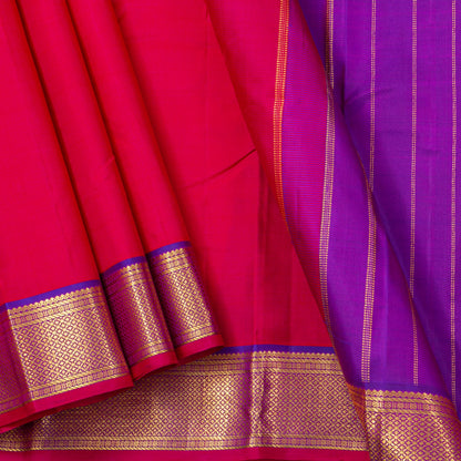 Pink And Purple Kanchipuram Silk Saree For Festive Wear PV J 4951