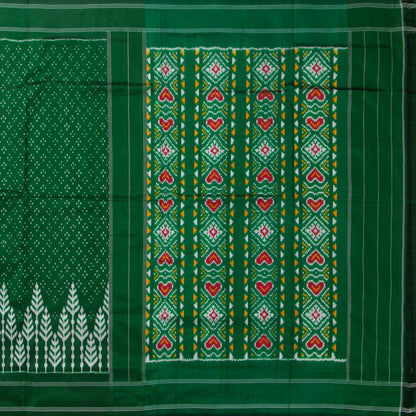 Green Pochampally Silk Saree Ikkat Handwoven Pure Silk For Office Wear PIK SIV 104