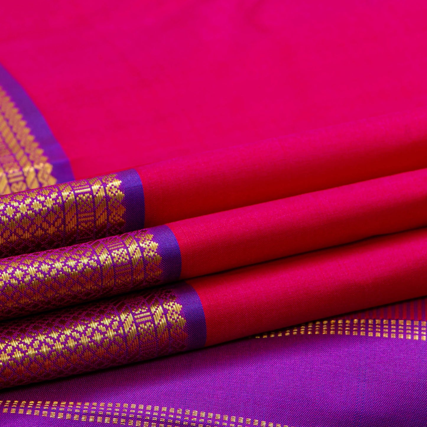 Pink And Purple Kanchipuram Silk Saree For Festive Wear PV J 4951