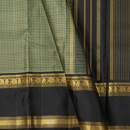 Green And Black Kanchipuram Silk Saree For Festive Wear PV J 5278