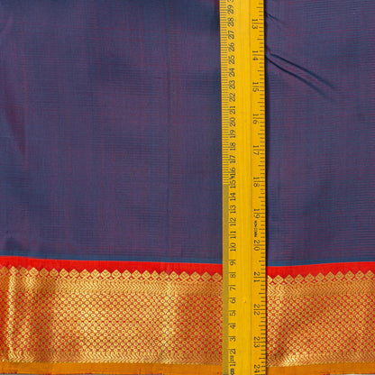 Blue And Red Kanchipuram Silk Saree For Festive Wear PV J 5575