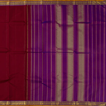 Maroon And Purple Kanchipuram Silk Saree For Festive Wear PV J 5577