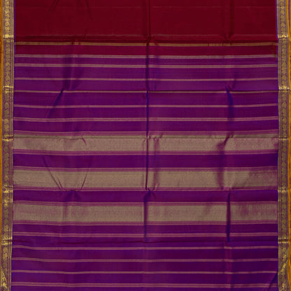 Maroon And Purple Kanchipuram Silk Saree For Festive Wear PV J 5577