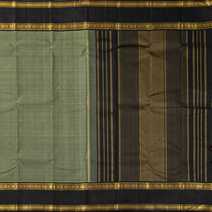 Green And Black Kanchipuram Silk Saree For Festive Wear PV J 5278
