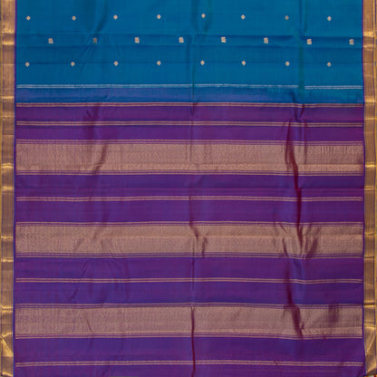 Blue And Purple Kanchipuram Silk Saree For Festive Wear PV J 4513