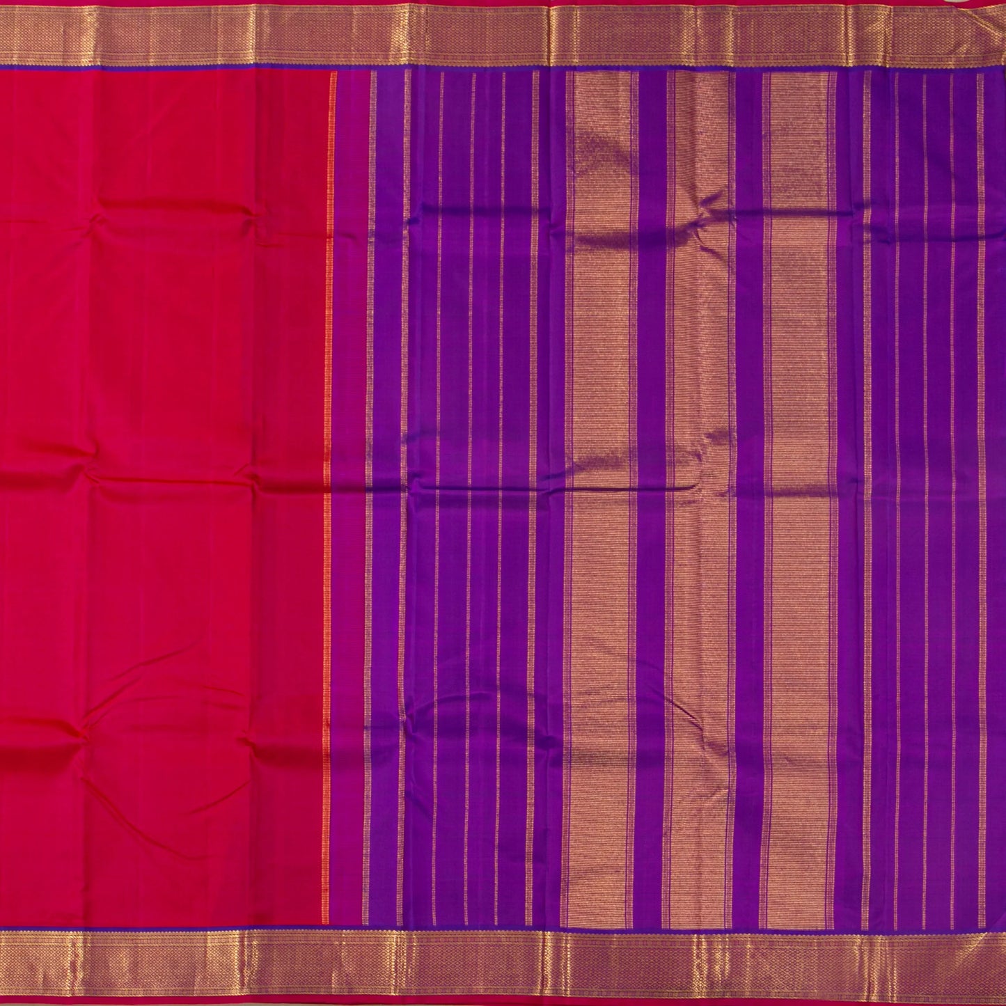 Pink And Purple Kanchipuram Silk Saree For Festive Wear PV J 4951