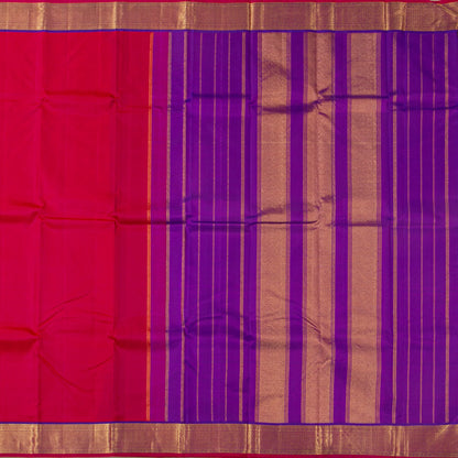 Pink And Purple Kanchipuram Silk Saree For Festive Wear PV J 4951