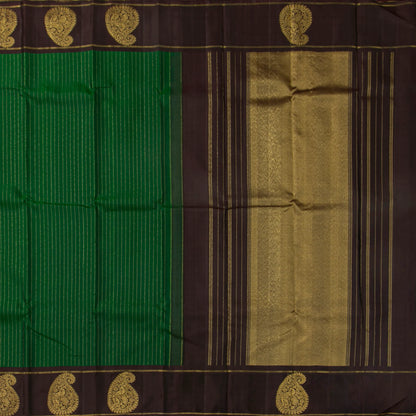 Green And Brown Kanchipuram Silk Saree For Festive Wear PV J 5531
