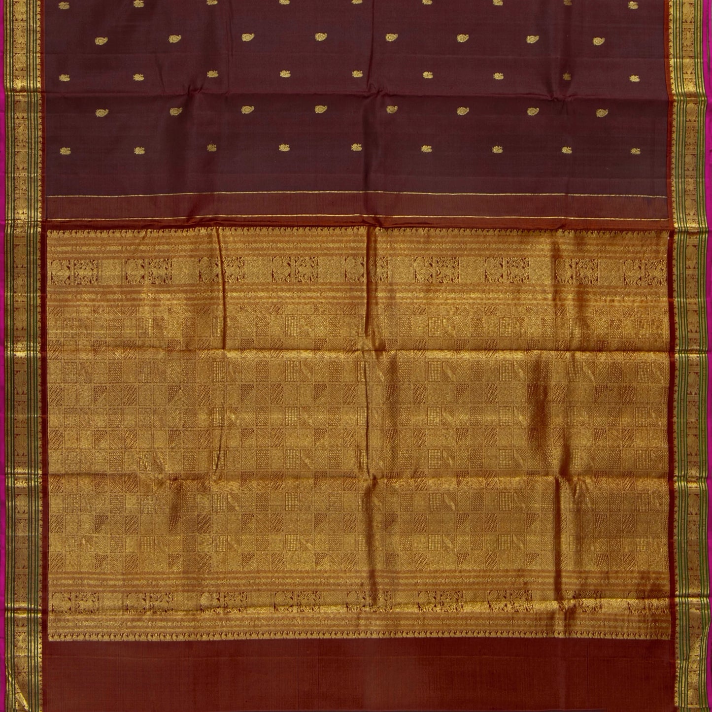 Brown Kanchipuram Silk Saree For Festive Wear PV J 5573