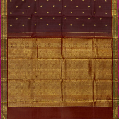 Brown Kanchipuram Silk Saree For Festive Wear PV J 5573