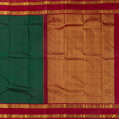 Green And Red Kanchipuram Silk Saree For Festive Wear PV J 4994