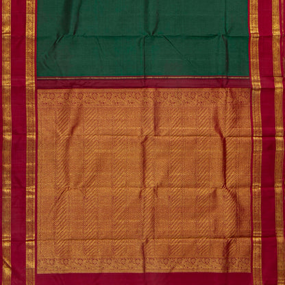 Green And Red Kanchipuram Silk Saree For Festive Wear PV J 4994