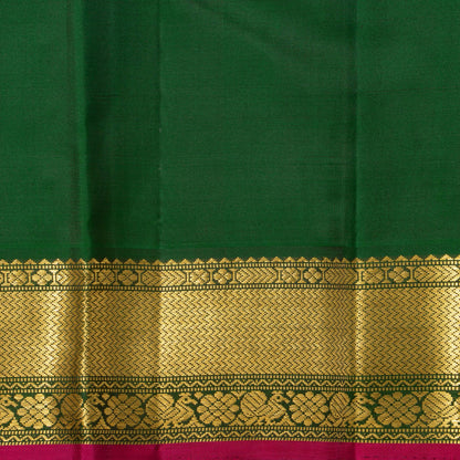 Mayilkazhuthu Blue And Green Kanjivaram Silk Saree With Small Border Handwoven Pure Silk For Festive Wear PV J 3088