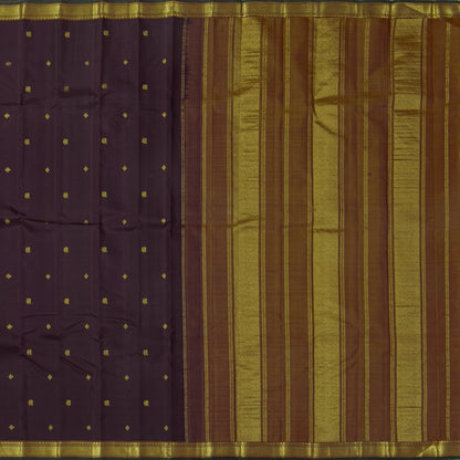Brown And Mustard Kanchipuram Silk Saree For Festive Wear PV J 4511