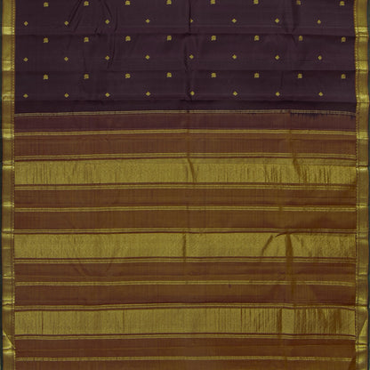 Brown And Mustard Kanchipuram Silk Saree For Festive Wear PV J 4511