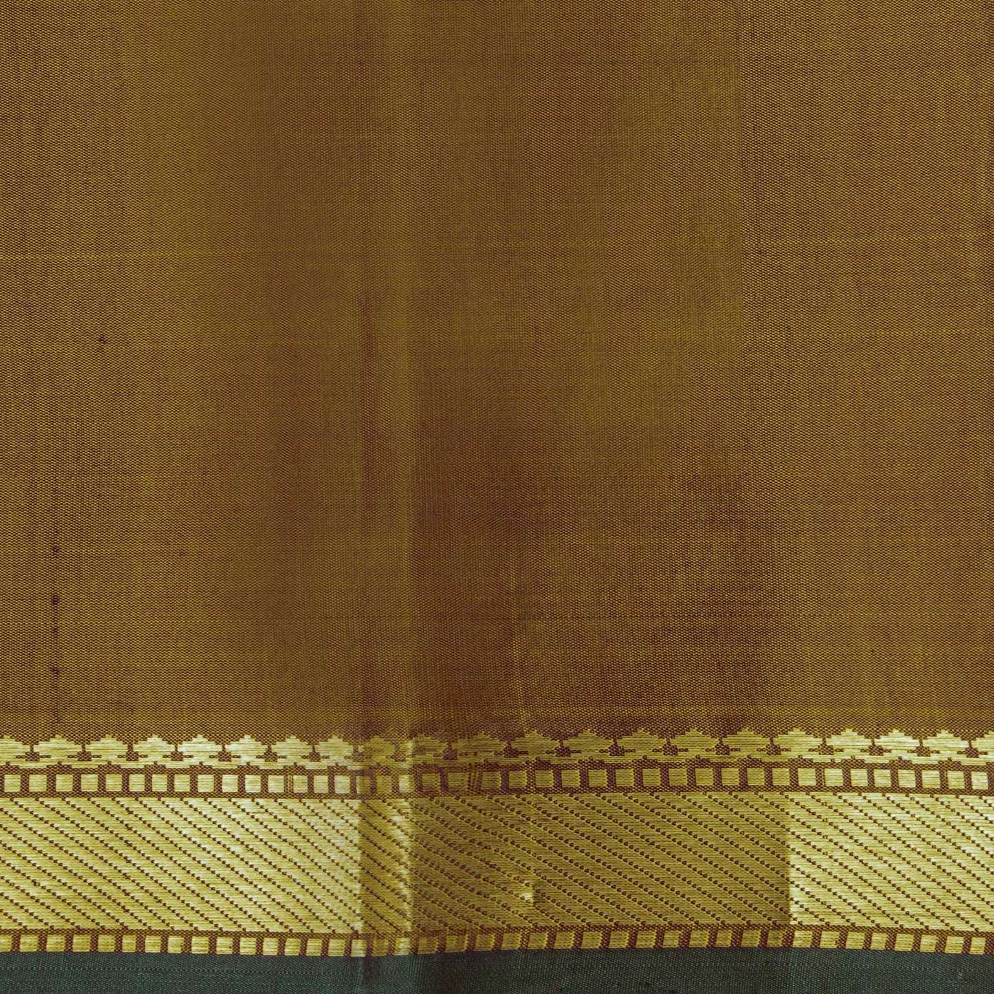 Brown And Mustard Kanchipuram Silk Saree For Festive Wear PV J 4511