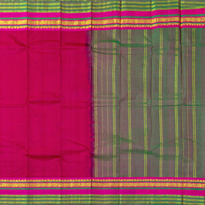 Pink And Green Kanchipuram Silk Saree For Festive Wear PV NYC 1856