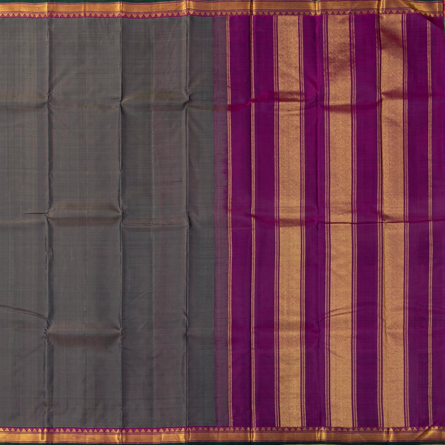 Grey And Magenta Kanchipuram Silk Saree For Festive Wear PV J 4469