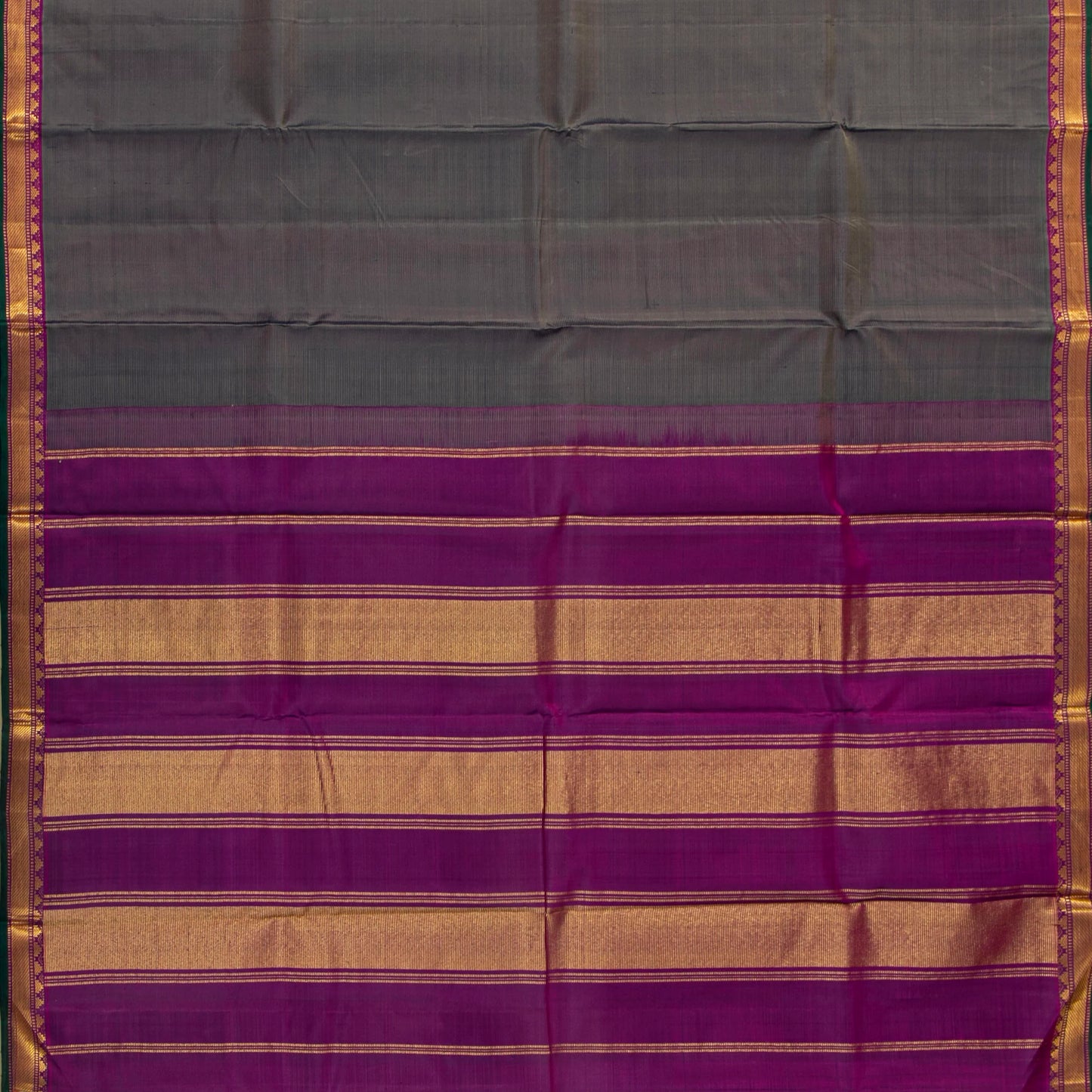 Grey And Magenta Kanchipuram Silk Saree For Festive Wear PV J 4469