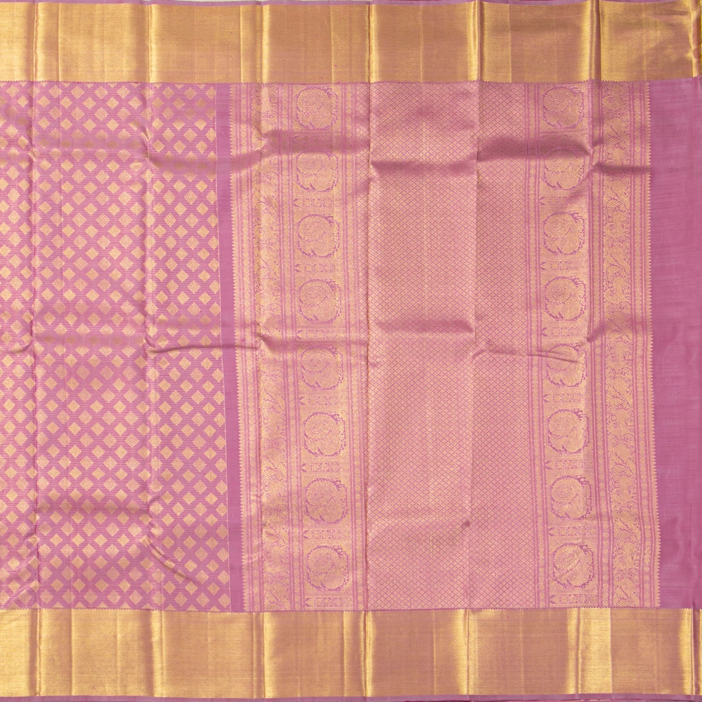 Pastel Mauve Kanchipuram Silk Saree For Bridal Wear PV NYC 1901