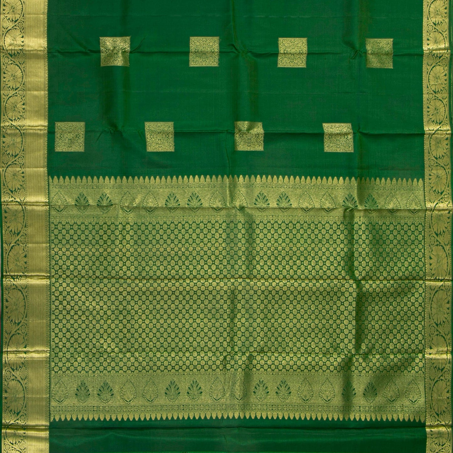 Green Kanchipuram Silk Saree For Festive Wear PV NYC 1831