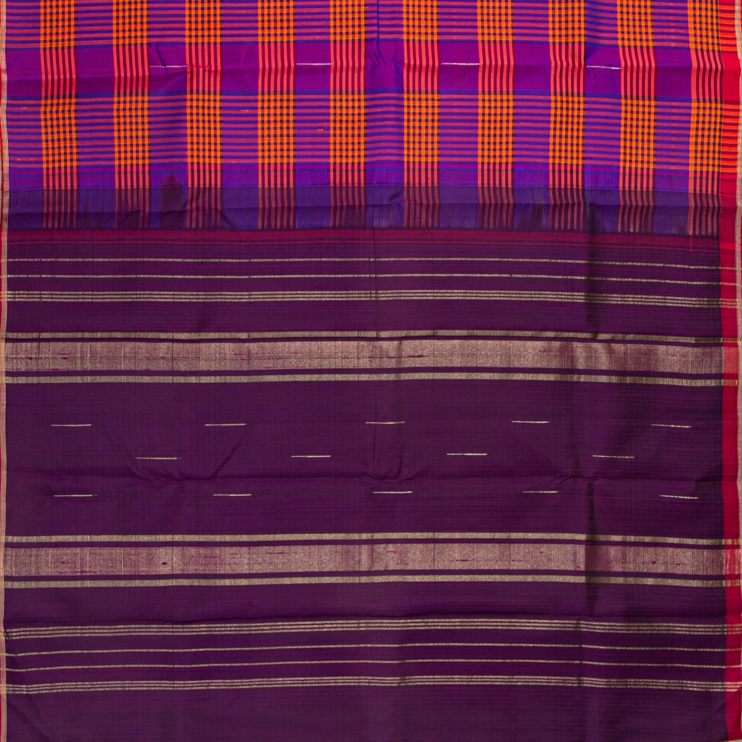 Multi Checks Borderless Kanchipuram Silk Saree For Festive Wear PV NYC 1839