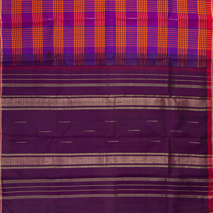 Multi Checks Borderless Kanchipuram Silk Saree For Festive Wear PV NYC 1839
