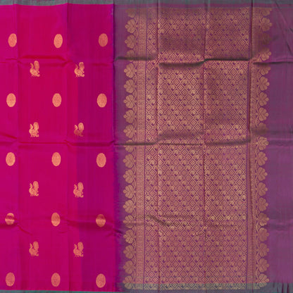 Pink Kanchipuram Silk Saree Borderless For Festive Wear PV NYC 1860 - Silk Sari - Panjavarnam PV NYC 1860
