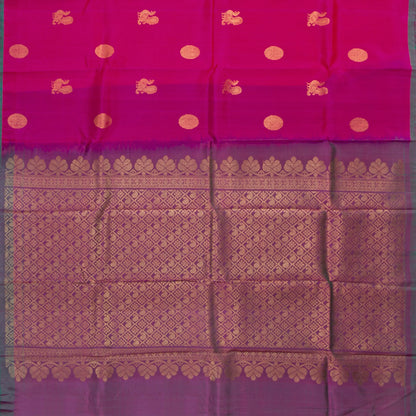 Pink Kanchipuram Silk Saree Borderless For Festive Wear PV NYC 1860 - Silk Sari - Panjavarnam PV NYC 1860