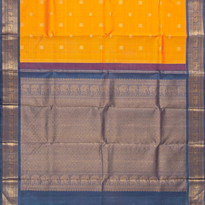 Yellow And Blue Kanchipuram Silk Saree For Wedding Wear PV NYC 1782