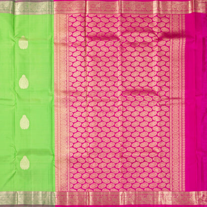 Green And Pink Kanchipuram Silk Saree For Festive Wear PV NYC 1864 - Silk Sari - Panjavarnam PV NYC 1864