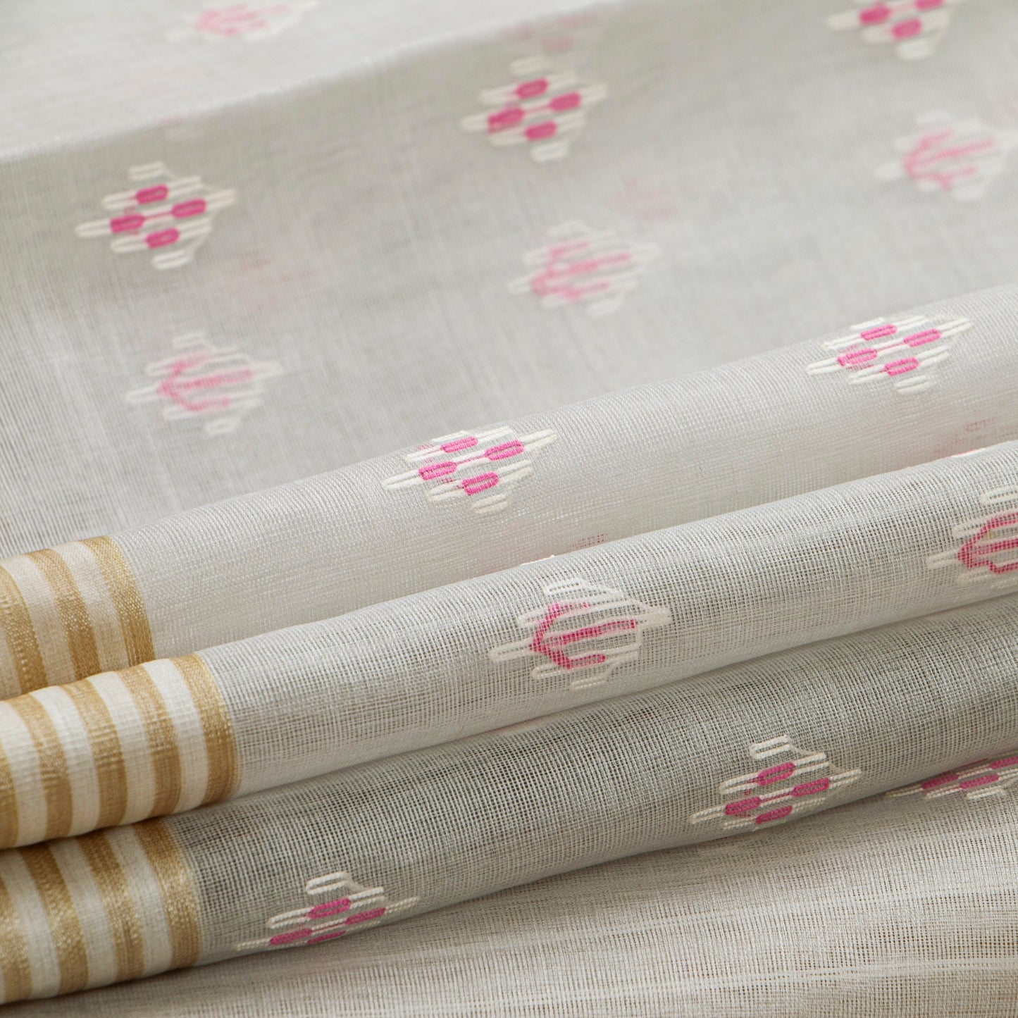 Grey Dhakai Jamdhani Muslin Silk Saree For Office Wear PV MJ 163