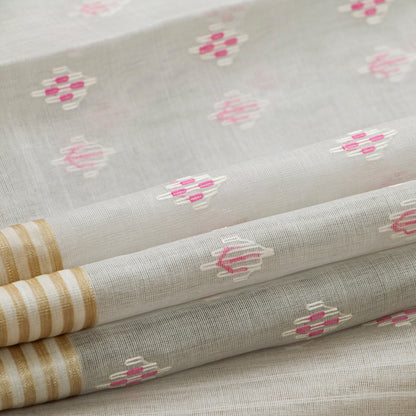 Grey Dhakai Jamdhani Muslin Silk Saree For Office Wear PV MJ 163