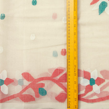 Off White Dhakai Jamdani Muslin Silk Saree For Party Wear PV MJ 167 - Dhakai Jamdhani - Panjavarnam PV MJ 167